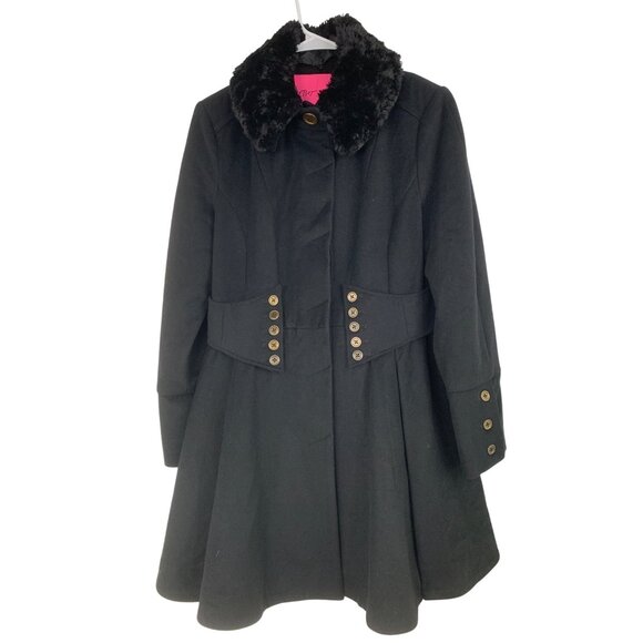 Rare Vintage Y2K Betsey Johnson 14 Black Wool Coat Flared Corset Size 14 RR10272 - Picture 7 of 16